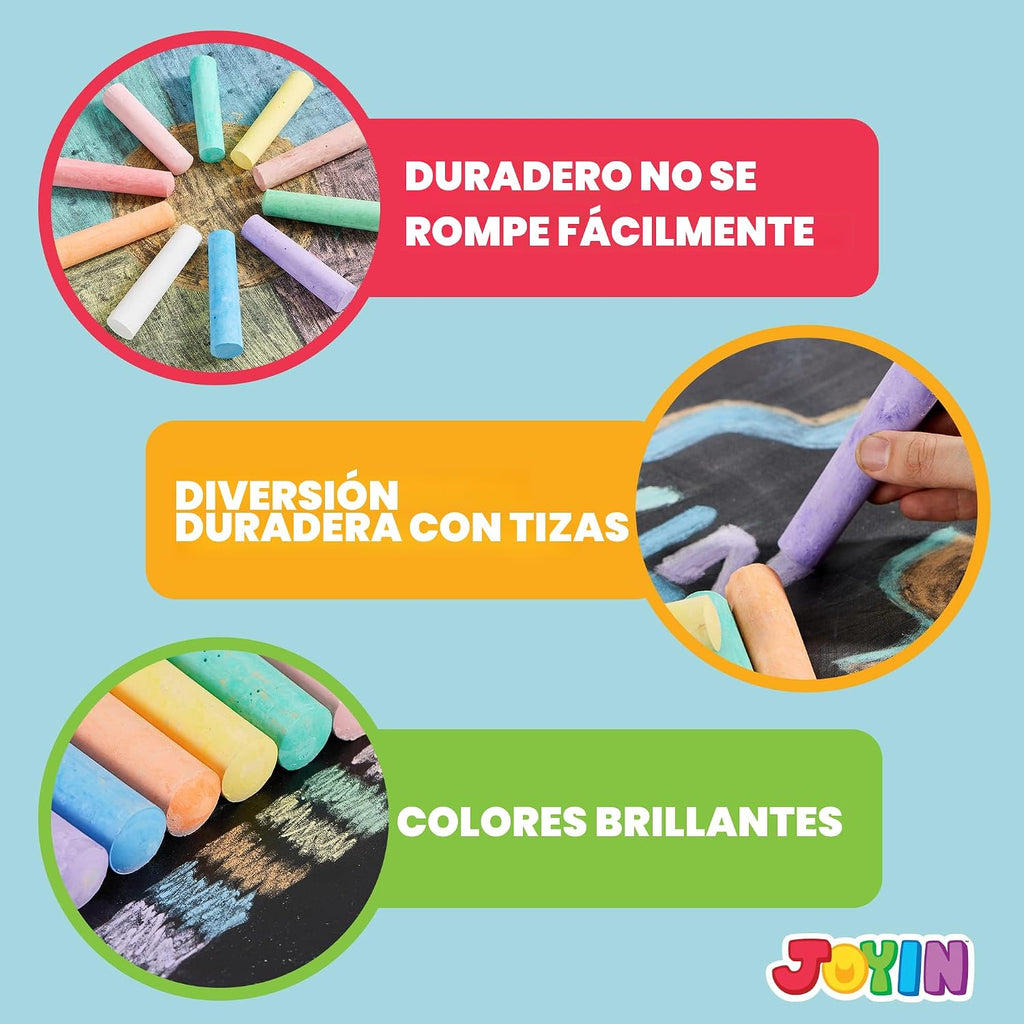 JOYIN 120 tizas para acera para niños, caja gigante, no tóxica, jumbo, color jumbo, lavable, tiza para acera para niños pequeños en 10 colores