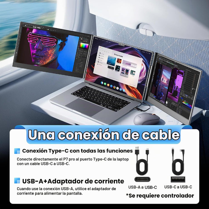 CIDETTY Extensor de pantalla portátil con conexión de cable, monito...