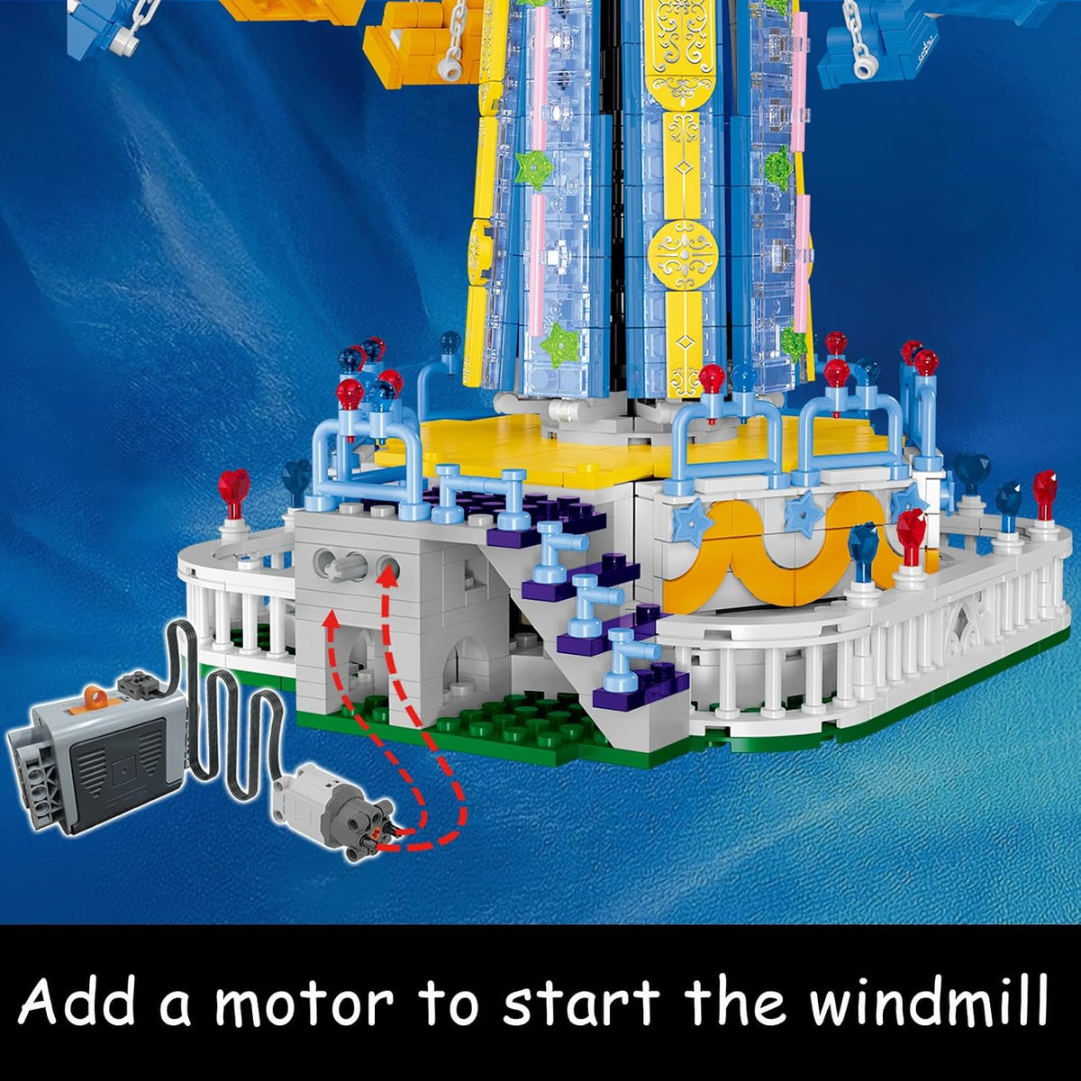 Juego de construcción Swing-Ride con control eléctrico motorizado, luz LED de parque de atracciones urbano, juguete para niños y niñas de 6, 7, 8 y 9+ años, regalos de cumpleaños para adultos