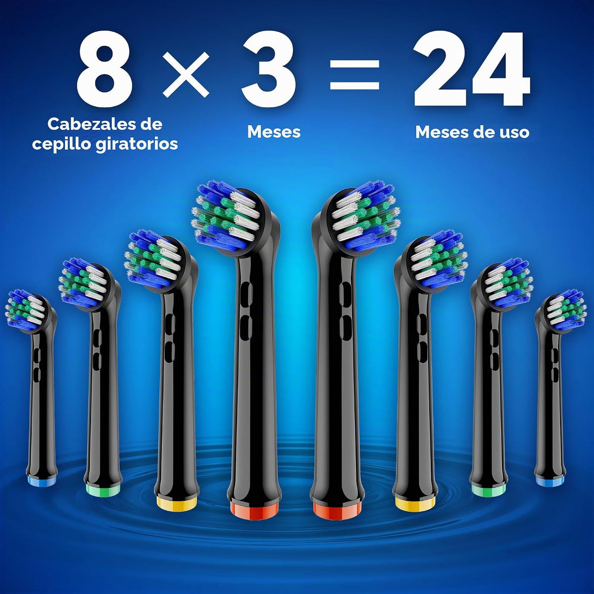 Cepillo de dientes eléctrico giratorio para adultos, 8 cabezales de