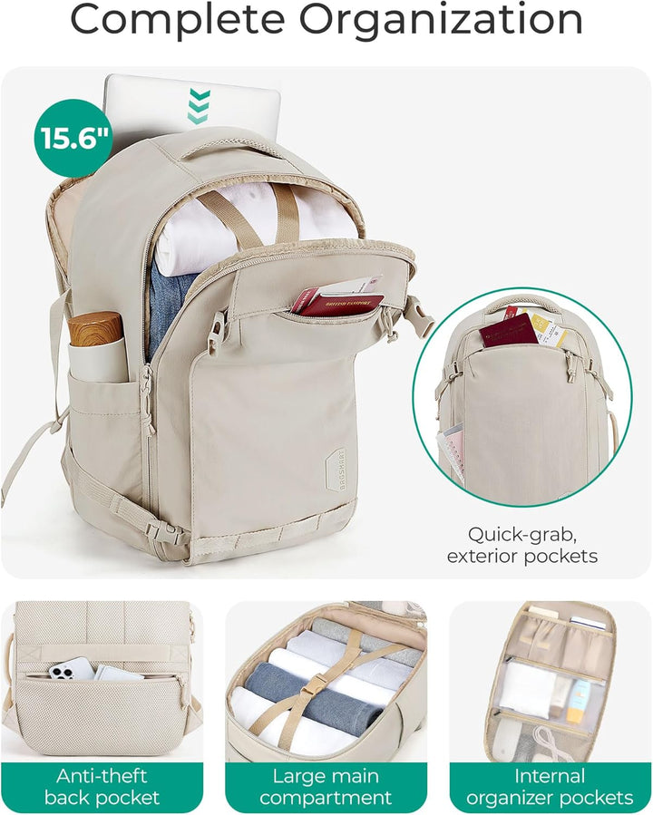 BAGSMART Mochila de viaje para mujer, mochila de transporte de 15.6...