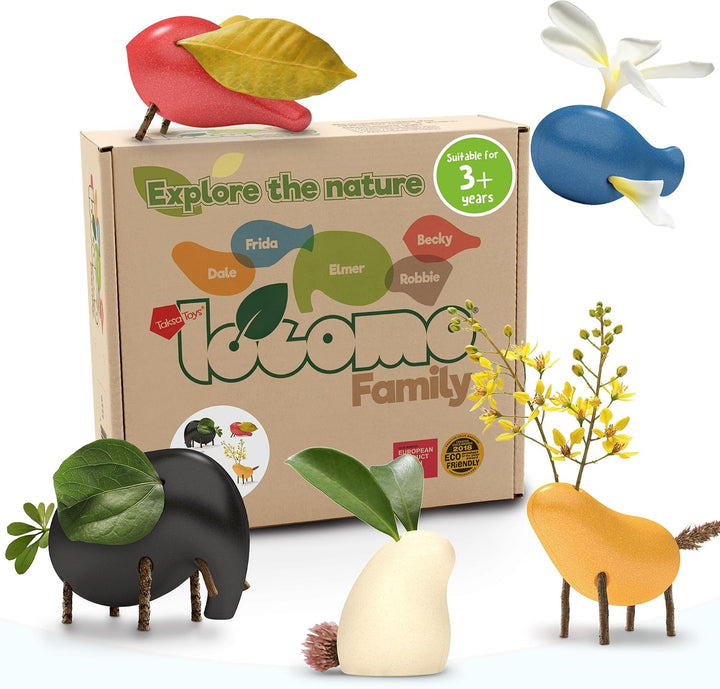 Juguetes de madera de la naturaleza Locomo Family II, figuras de an...
