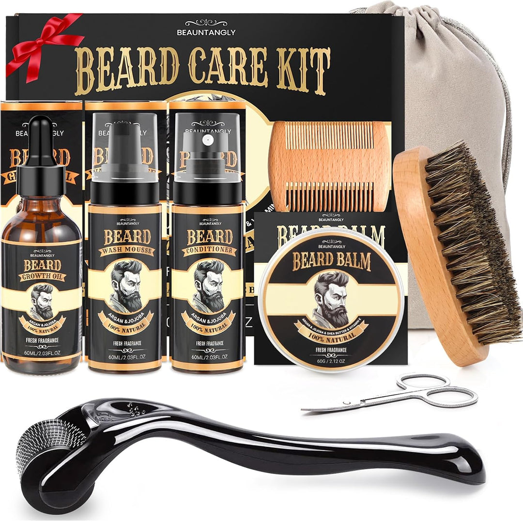 Kit de crecimiento de barba, juego de aseo con aceite de crecimient...