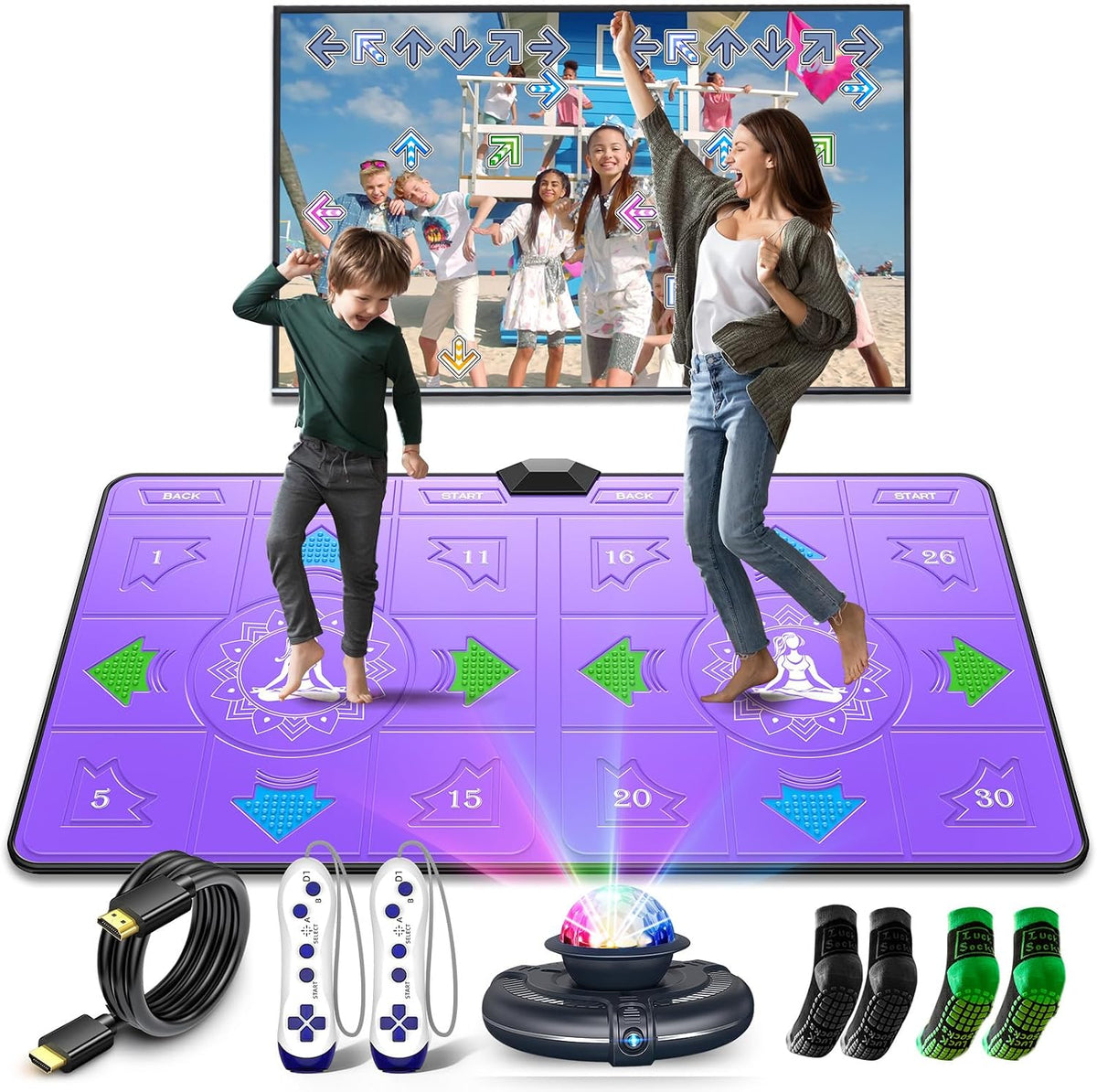 Lámpara Wireless Dance Mat for Kids and Adults, Exercise Dance Pad Game for TV
