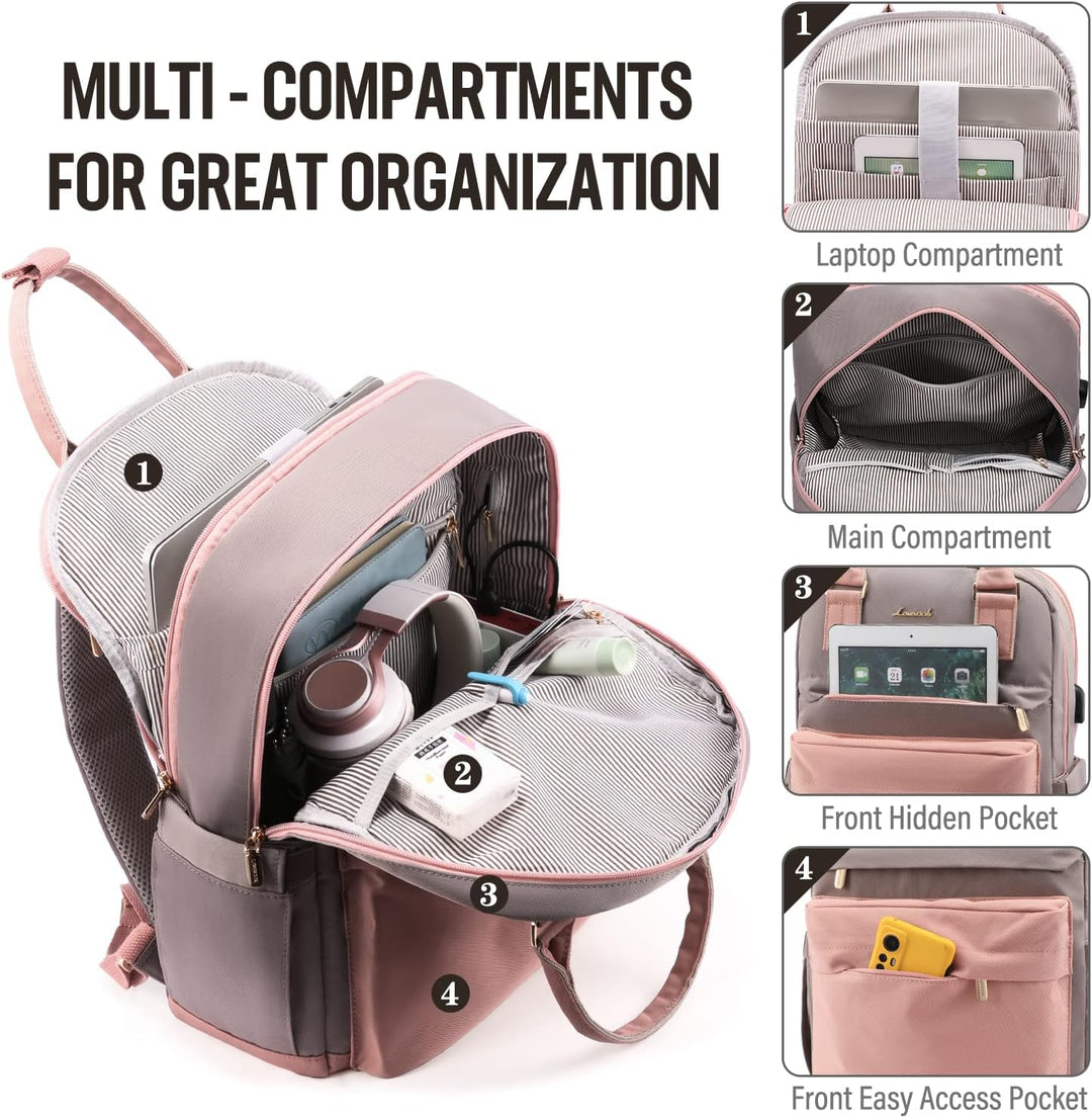 LOVEVOOK - Mochila para laptop de viaje para mujer, bolsa antirrobo...