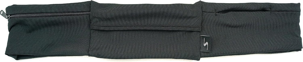 Riñonera ajustable de 3 bolsillos para correr, riñonera para entrenar con respaldo resistente al sudor, soporta todos los modelos de iPhone (negro/negro, XS)