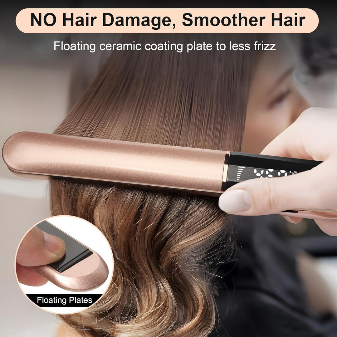 Plancha de pelo con placas flotantes para obtener un cabello más br...