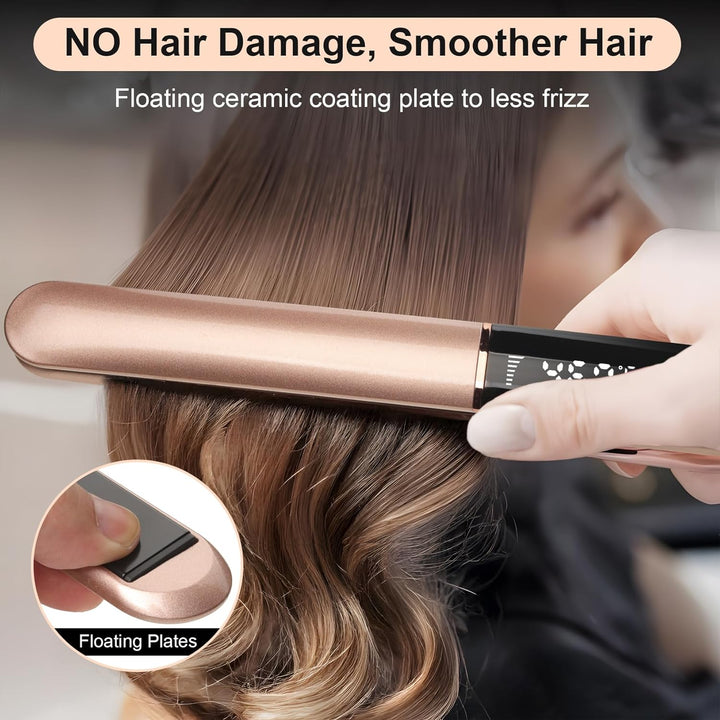 Plancha de pelo con placas flotantes para obtener un cabello más br...