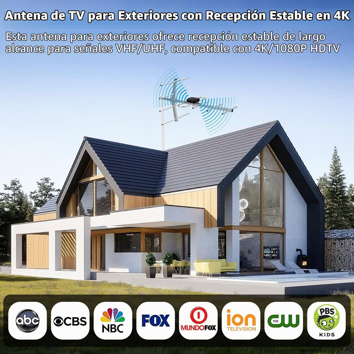 Antena de TV HD satelital Yagi, antena de TV digital al aire libre para
