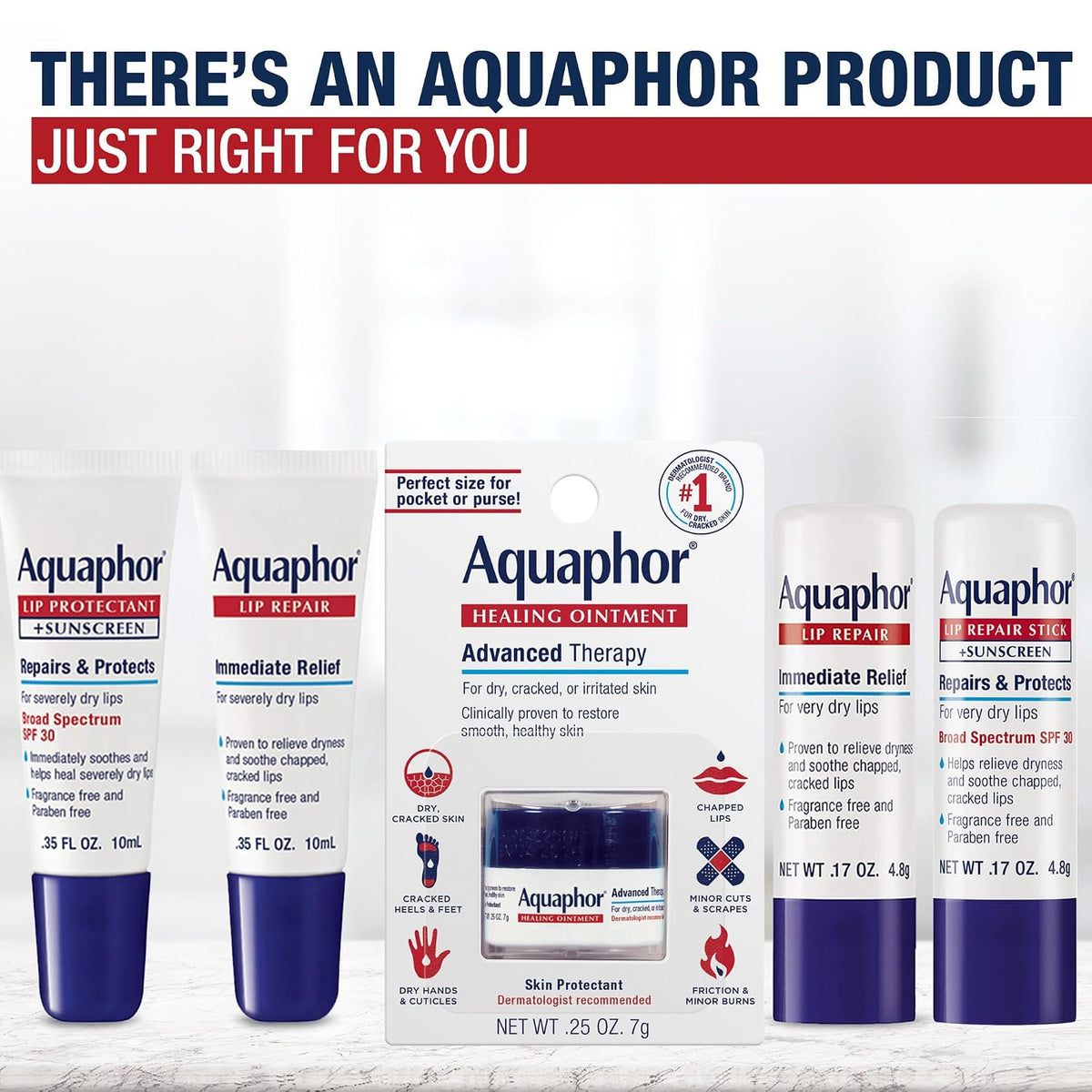 Aquaphor Barra de reparación y protección de labios con protector s...