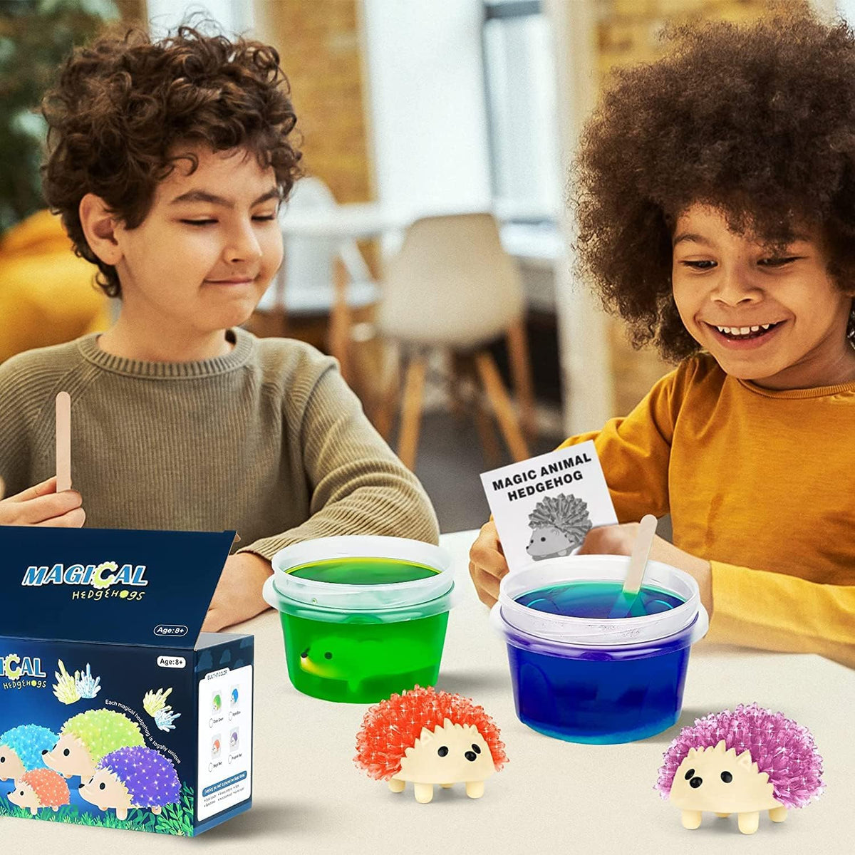 sdaymol Kit de cultivo de cristal para niños, 4 colores de erizo para crecer rápidamente (24 horas), experimentos científicos y juguetes educativos, kits de ciencia para niños de 8 a 12 años, regalos