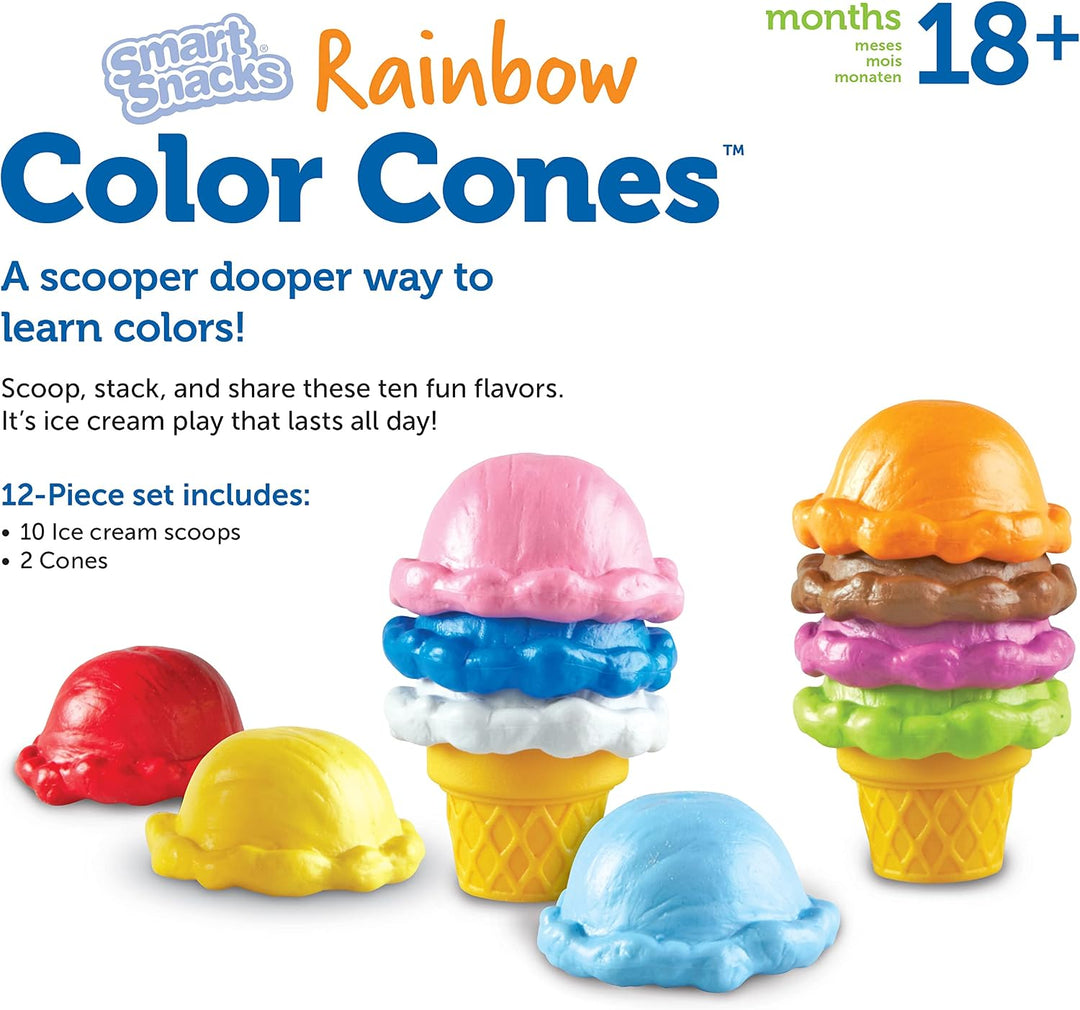Learning Resources Smart Snacks Conos de Color Arcoíris - Cuchara d...