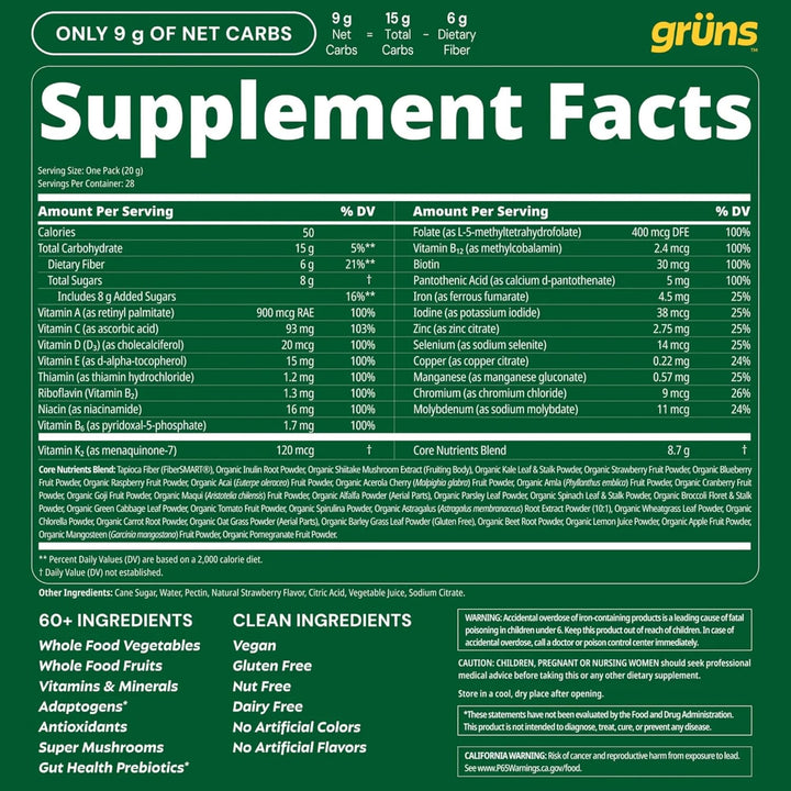 Gruns Super Greens - Gomitas multivitamínicas para adultos, vitamin...