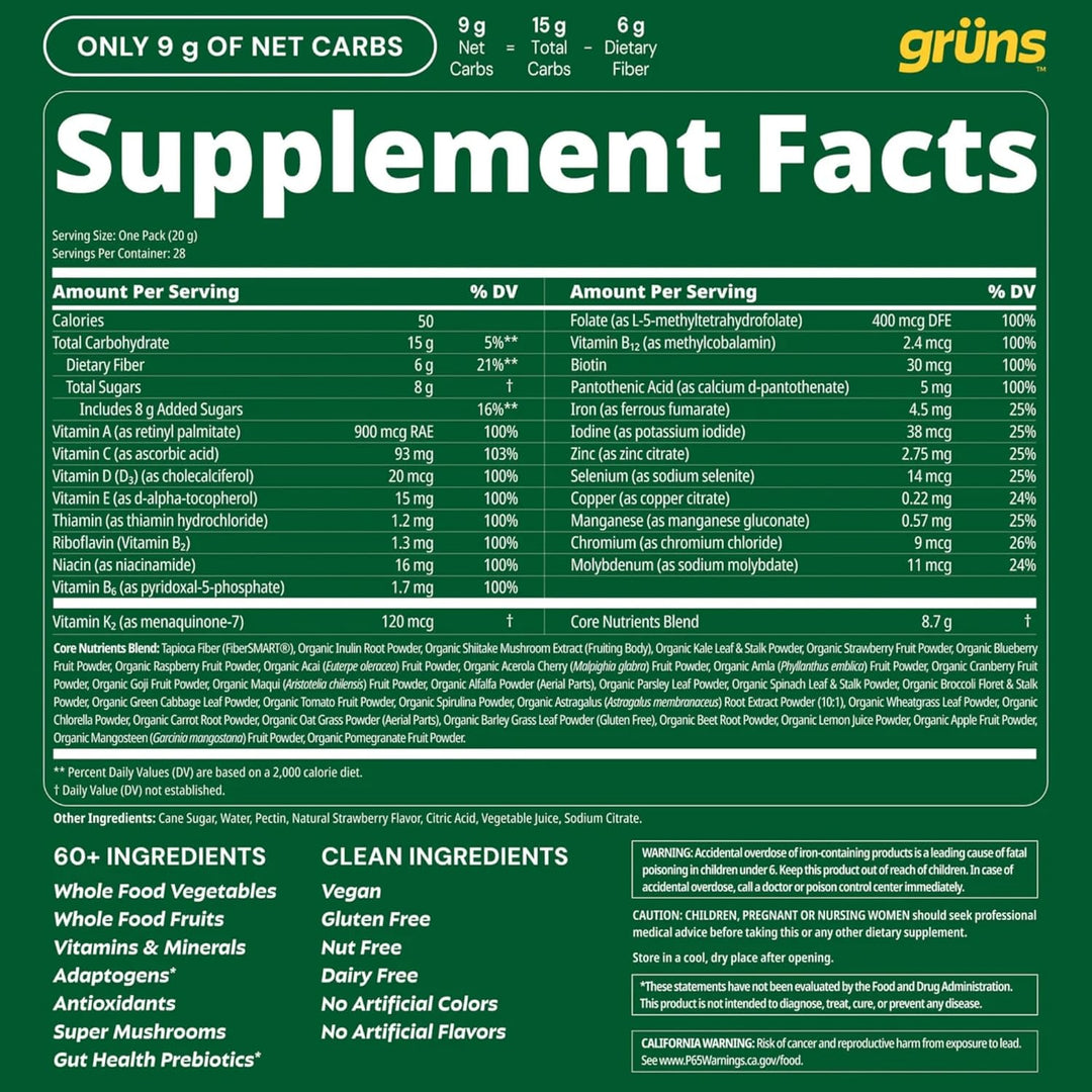 Gruns - Gomitas multivitamínicas Super Greens para adultos, superal...