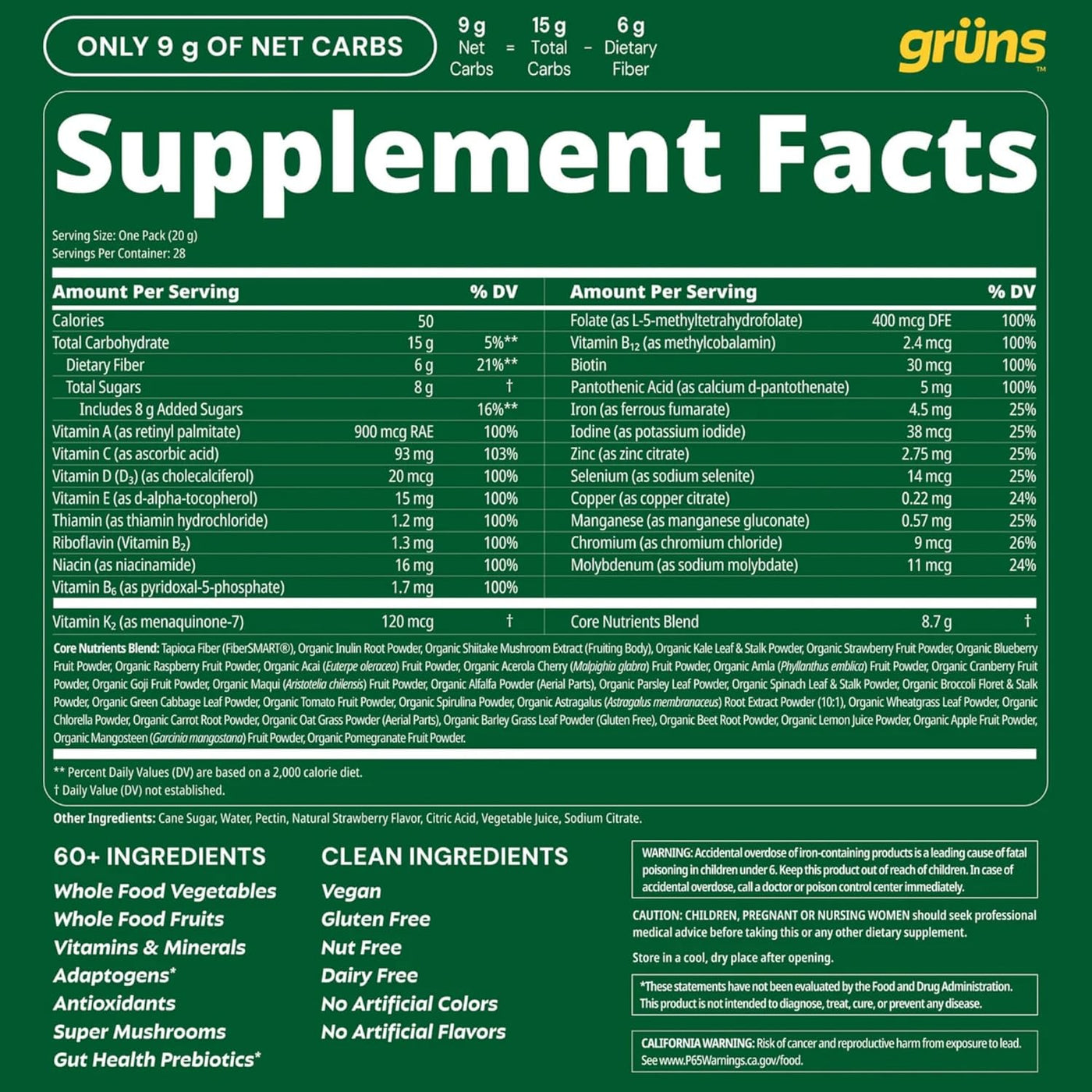 Gruns - Gomitas multivitamínicas Super Greens para adultos, superal...