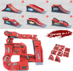 Gr8ware Juego de rampas de patineta de dedo, 6 en 1 más 11 placas de amortiguación, mini patineta para patineta de dedos, patinaje de figuras, patineta de diapasón, plataforma de obstáculos de media pipa para recuerdos de fiestas navideñas