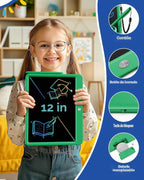 Tableta de escritura LCD de 12 pulgadas para niños de 3 años - Almohadilla de dibujo electrónica y tablero de garabatos como regalos educativos de cumpleaños para niñas y niños (verde)