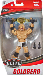 Figura de acción de lujo WWE Goldberg Elite Series #74 con detalles faciales realistas, equipamiento de lucha icónico y accesorios