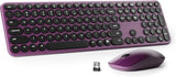 UBOTIE Combo de teclado y mouse inalámbricos, 110 teclas redondas r...