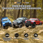 FMS FCX24 TOYOTA TACOMA 1/24 RC Crawler 4x4 RC Truck Crawler, con licencia oficial RC Rock Crawler con transmisión de 2 velocidades, motor de alto par, rodamientos totalmente metálicos, auto RTR RC para adultos (GRAY)