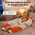 Almohada de cuerpo en forma de zorro para niños - Almohada larga de felpa suave en forma de U de 47" para niños, para dormir, leer, comodidad para ADHD y necesidades especiales, ansiedad