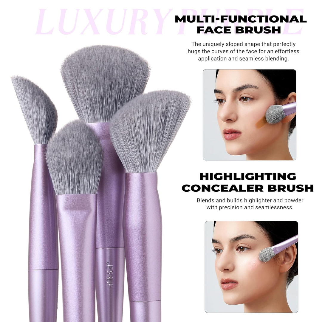 Jessup Brochas de maquillaje para la cara 5 piezas, juego de brocha...