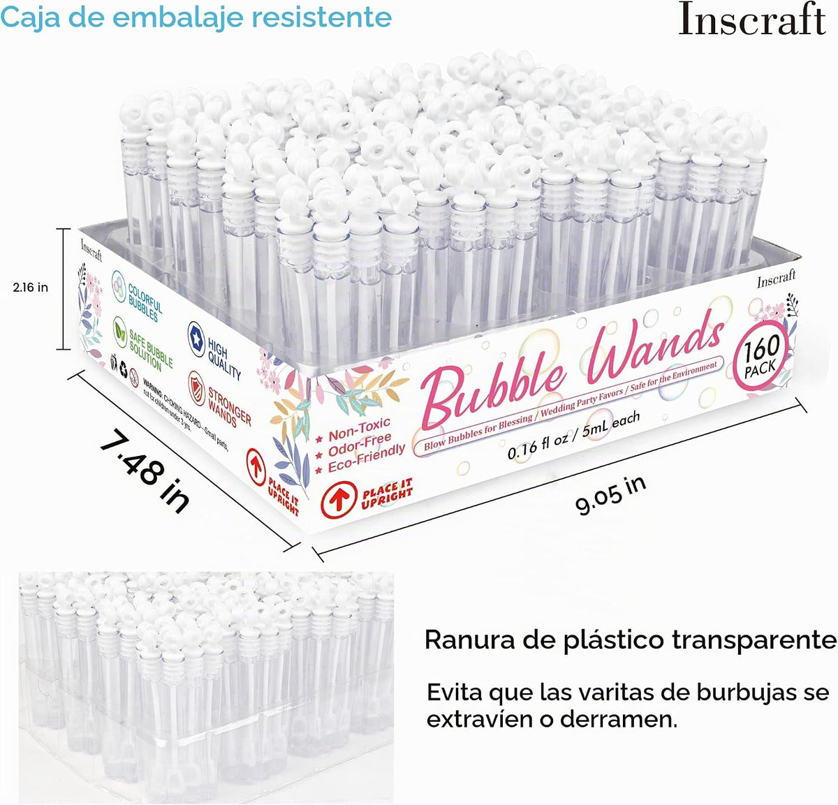 Paquete de 160 varitas de burbujas a granel, recuerdos de fiesta para bodas, aniversarios, celebraciones, graduaciones, cumpleaños, juguetes de verano para niños y adultos por Inscraft