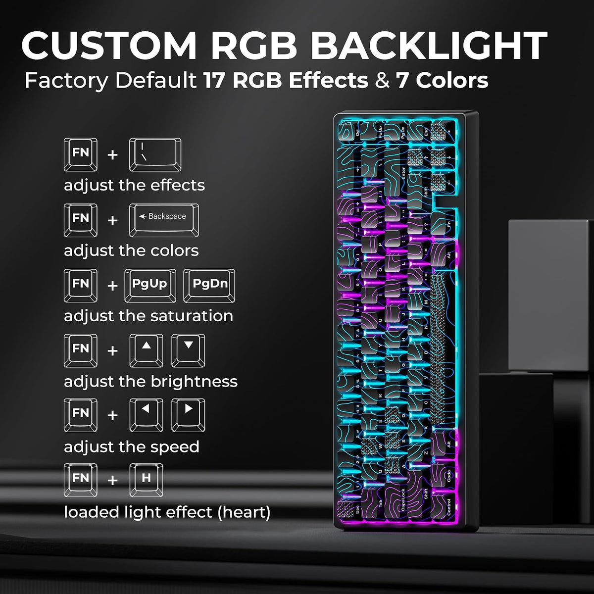 HITIME x XVX M67 - Teclado inalámbrico 60% por ciento, teclado gami...