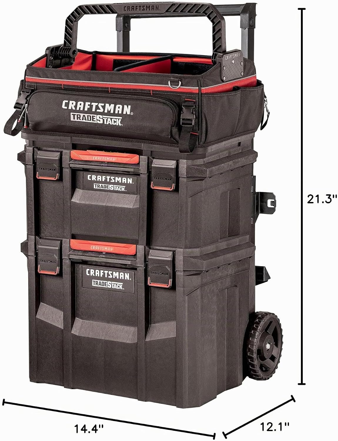 CRAFTSMAN VERSASTACK - Caja de herramientas XL, impermeable para interiores y exteriores, almacenamiento de herramientas apilable, con cerradura, 21 pulgadas (CMST21430)