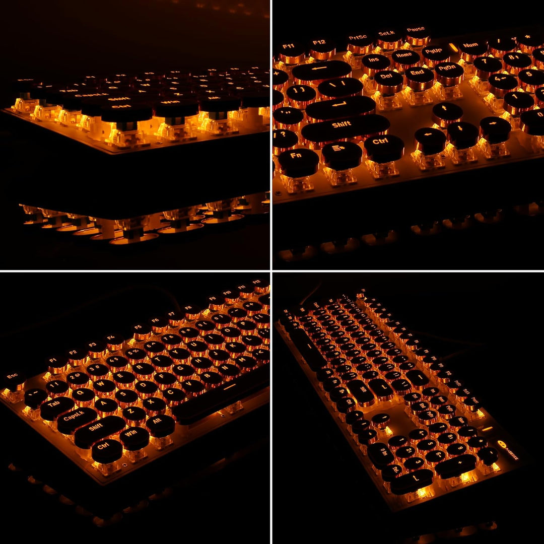 Camiysn Teclado mecánico estilo máquina de escribir, teclado retro...