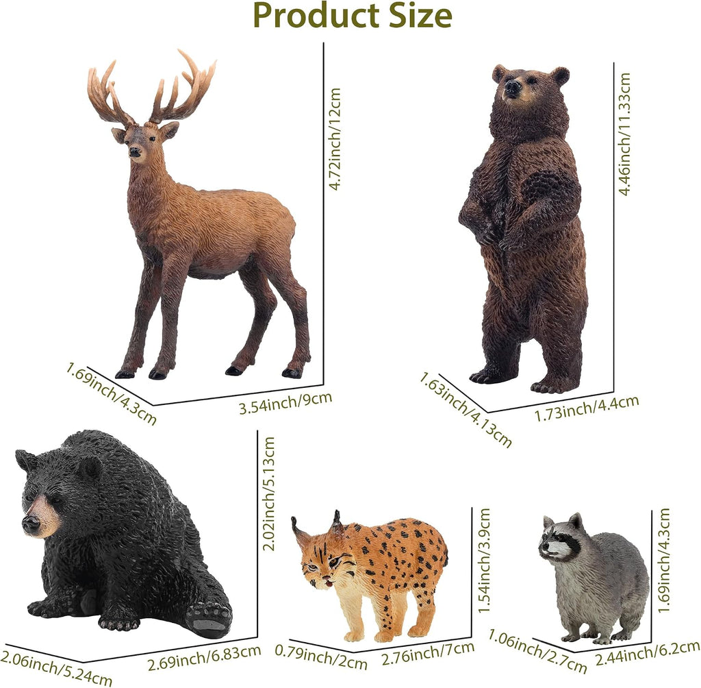Toymany 12 figuras realistas de animales del bosque de América del Norte