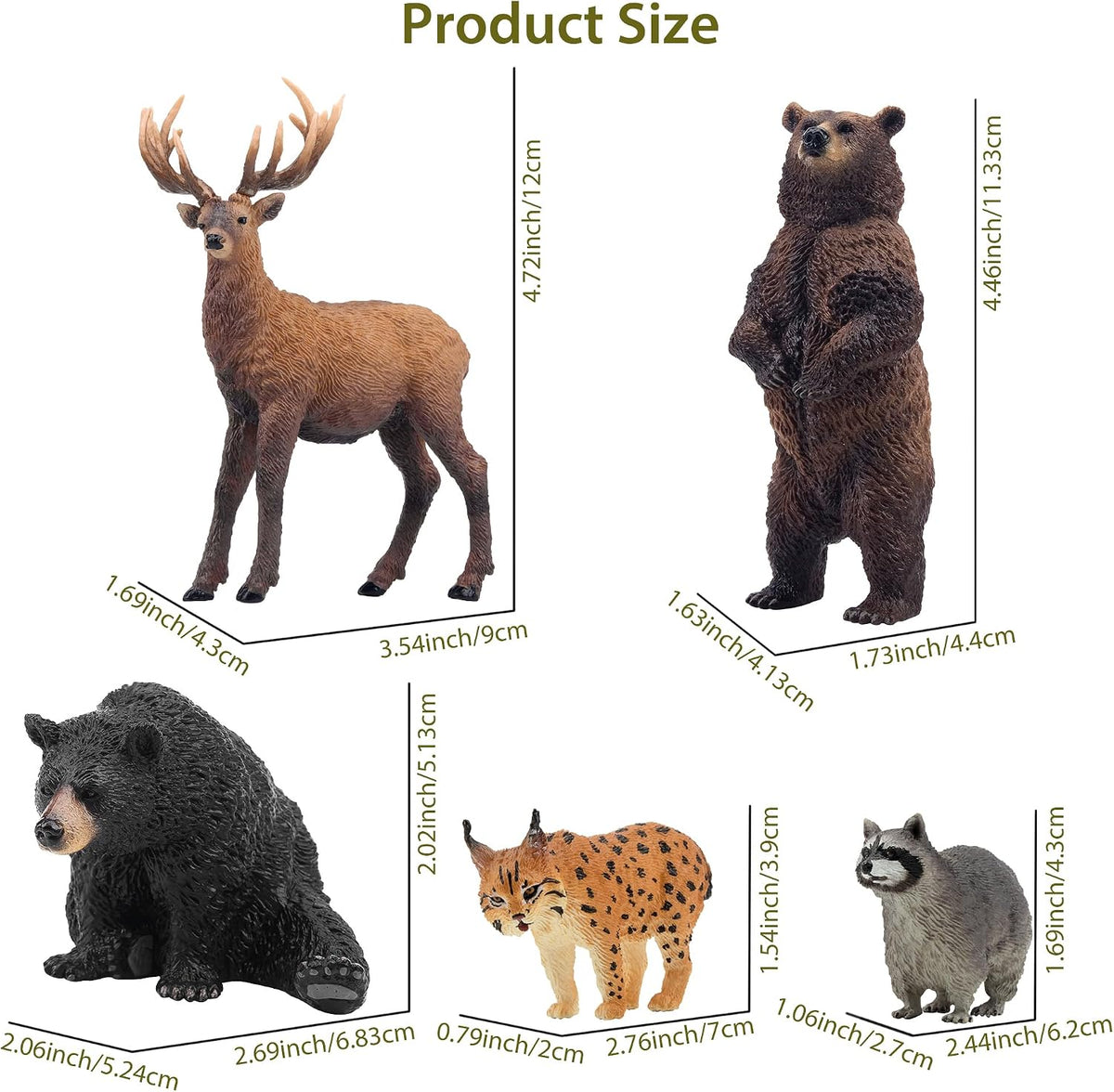 Toymany 12 figuras realistas de animales del bosque de América del Norte