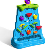 Step2 Pared de descubrimiento de cascada, mesa sensorial de doble cara para actividades de agua y arena, juguetes de verano al aire libre, accesorios de juguete de 13 piezas, para niños pequeños de