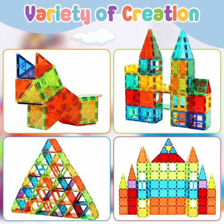OugerToy - Ladrillos magnéticos educativos para niños, 64 piezas bl...