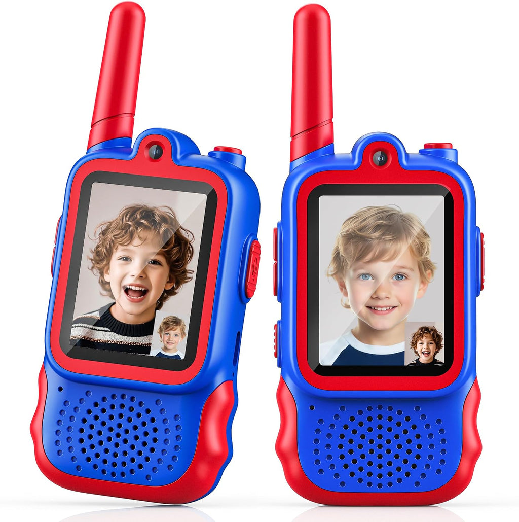 Startcan Walkie Talkies de video para niños, paquete de 2 juguetes Walkie-Talkie de largo alcance para diversión en interiores y exteriores, regalos de cumpleaños de Navidad para niños de 3 a 8 años
