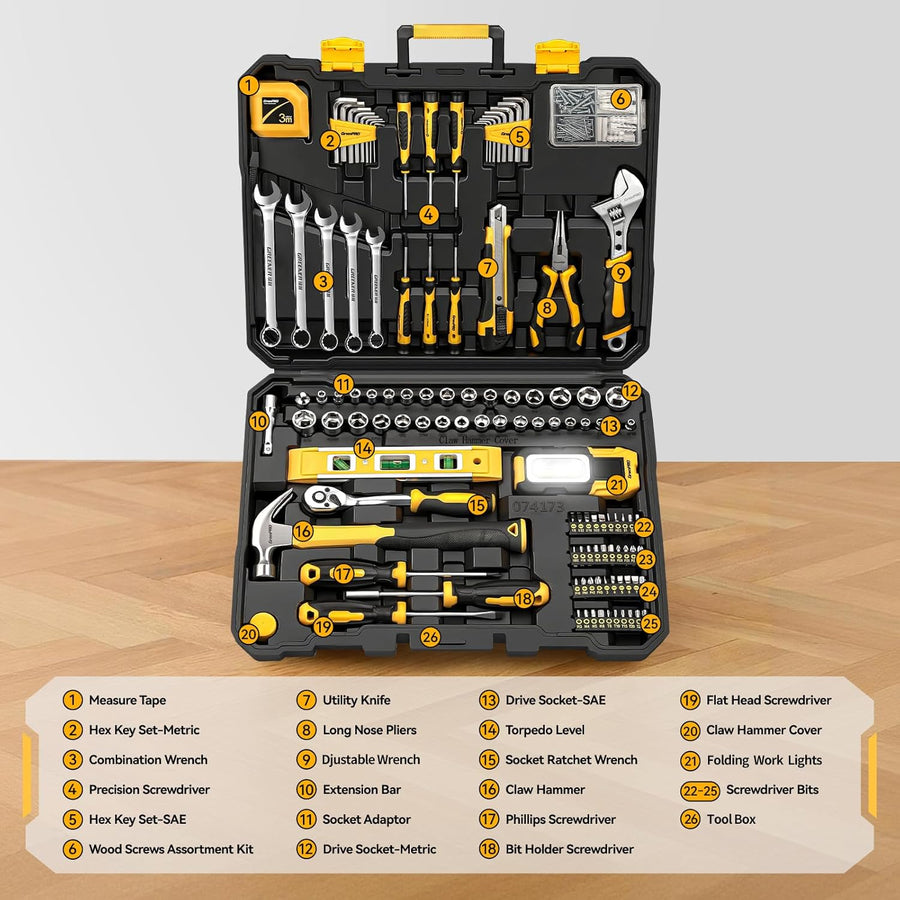 GRENPRO Set de herramientas de 219 piezas, kit de herramientas para...
