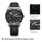 Reloj de pulsera analógico de cuarzo para hombre Victorinox Swiss Army Caja de acero inoxidable Correa de cuero reemplazable