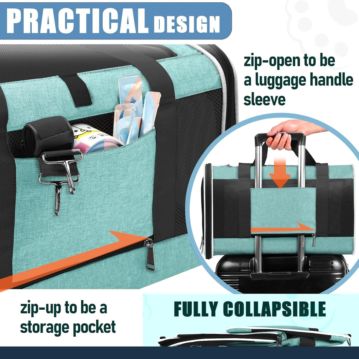 Portador grande para gatos, suave, plegable, bolsa de transporte