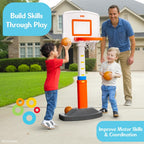 Fisher-Price™ Grow-to-Pro - Aro de baloncesto para niños pequeños y niños, altura ajustable, juego para interiores y exteriores, con pelota, 18 meses a 5 años