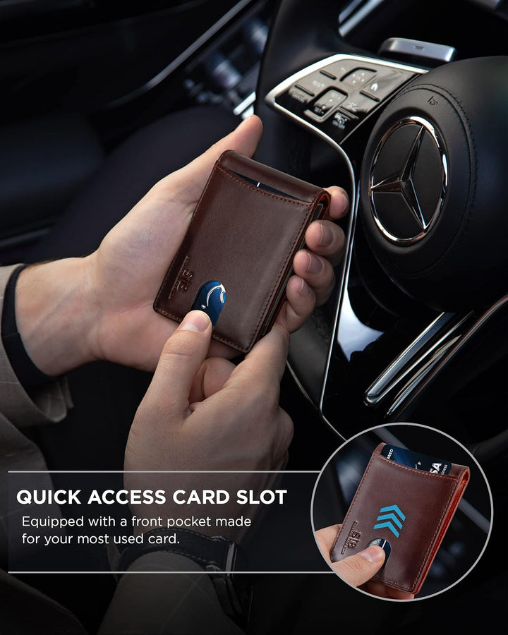 SERMAN BRANDS RFID Blocking Slim Bifold Genuine Leather Minimalist...
