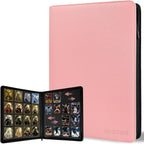 BYSTER Carpeta de tarjetas de PU de 16 bolsillos con cremallera, color rosa