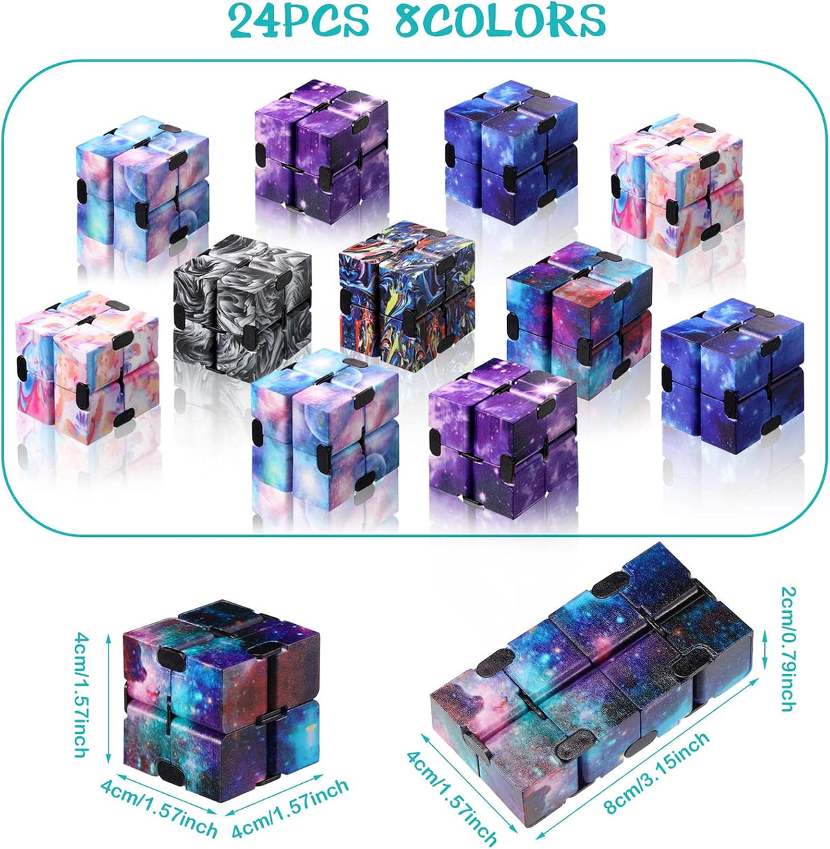 Sumind 24 piezas Infinity Cube Juguete Antiestrés Paquete Mini Bloques Gadget Starry