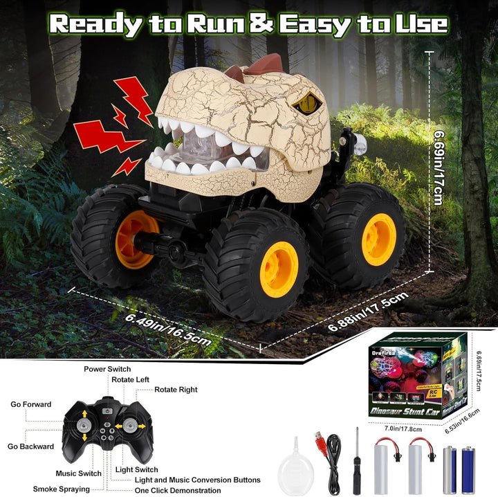 Drefirsa Coche de Control Remoto de Dinosaurio para Niños de 3 a 5...