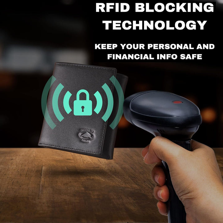Stealth Mode cartera de cuero RFID plegable para hombres con soport...