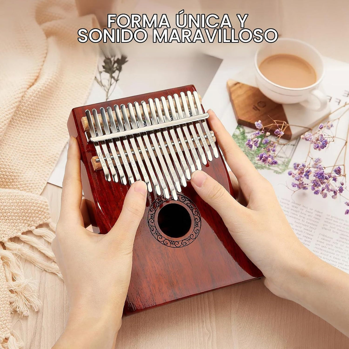 Kalimba Piano de Pulgar, YUNDIE Portátil de 17 Teclas Mbira Piano de Dedo con Martillo de Afinación e Instrucciones de Estudio, Instrumento Musical Regalo para Adultos Principiantes Profesionales