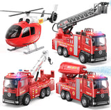 Vanvimen Paquete de 4 camiones de bomberos de juguete para niños de...