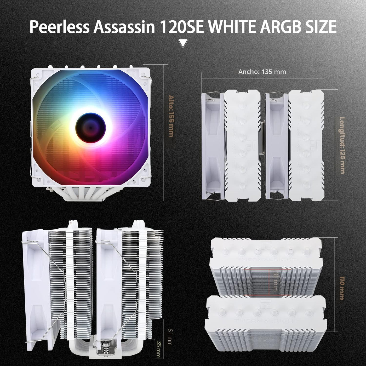 Enfriador de aire Thermalright Peerless Assassin 120 SE ARGB blanco...