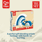 Hape x The Met Hokusai - Bloques de construcción de madera Gran Ola – Juego de bloques inspirado en el arte para edades de 2 a 8 años – Habilidades motoras finas y creatividad