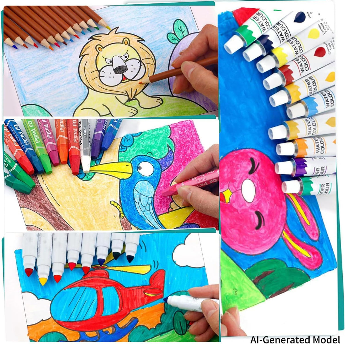 KINSPORY Juego de arte, paquete de 139 suministros de arte de pintura y dibujo con 2 blocs de bocetos, manualidades de arte de doble capa, lápices de colores, pasteles al óleo, pinturas de acuarela