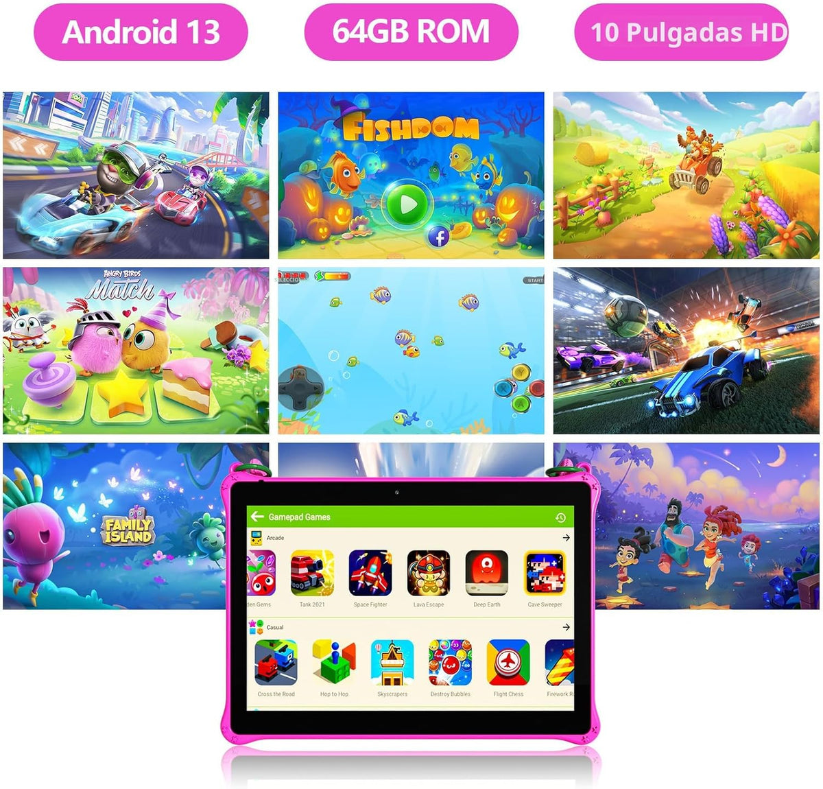 PRITOM Tablet de 10 pulgadas para niños Android 13, tableta con cor...
